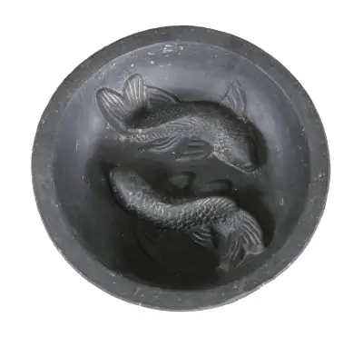  Product image 2 of the product “Waterbowl with 2 Fish, 40 cm Ø | cast stone, handcrafted & coloured 40 cm”